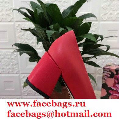 Dolce  &  Gabbana Block Heel 6.5cm Leather Sicily Pumps Red 2021